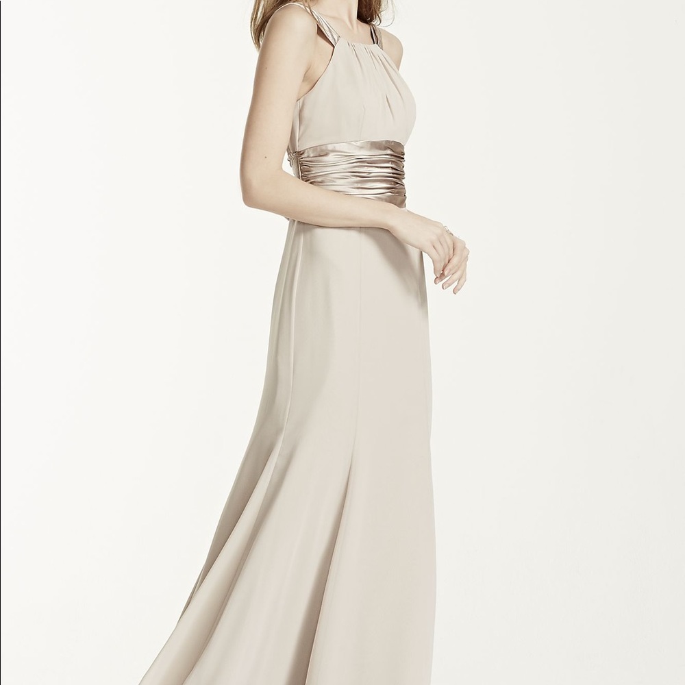 David’s Bridal chiffon and charmeuse dress
